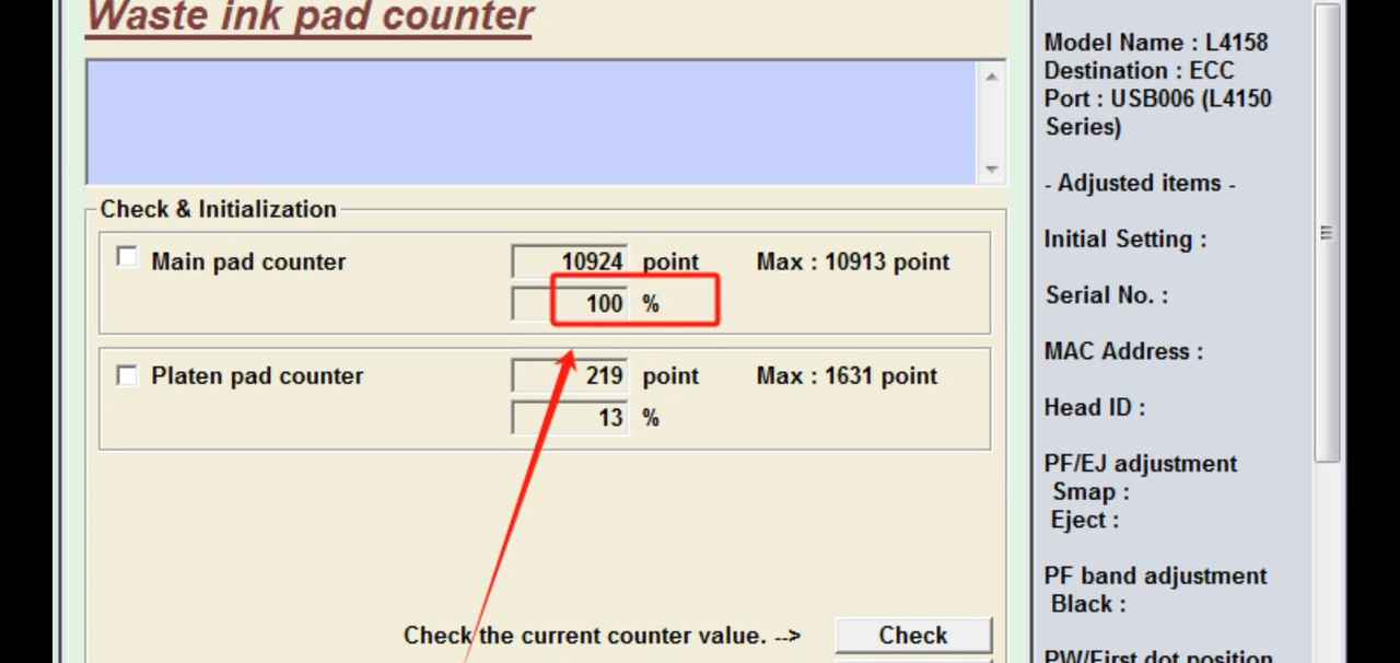 爱普生L4158打印机废墨清零软件下载及使用方法教程